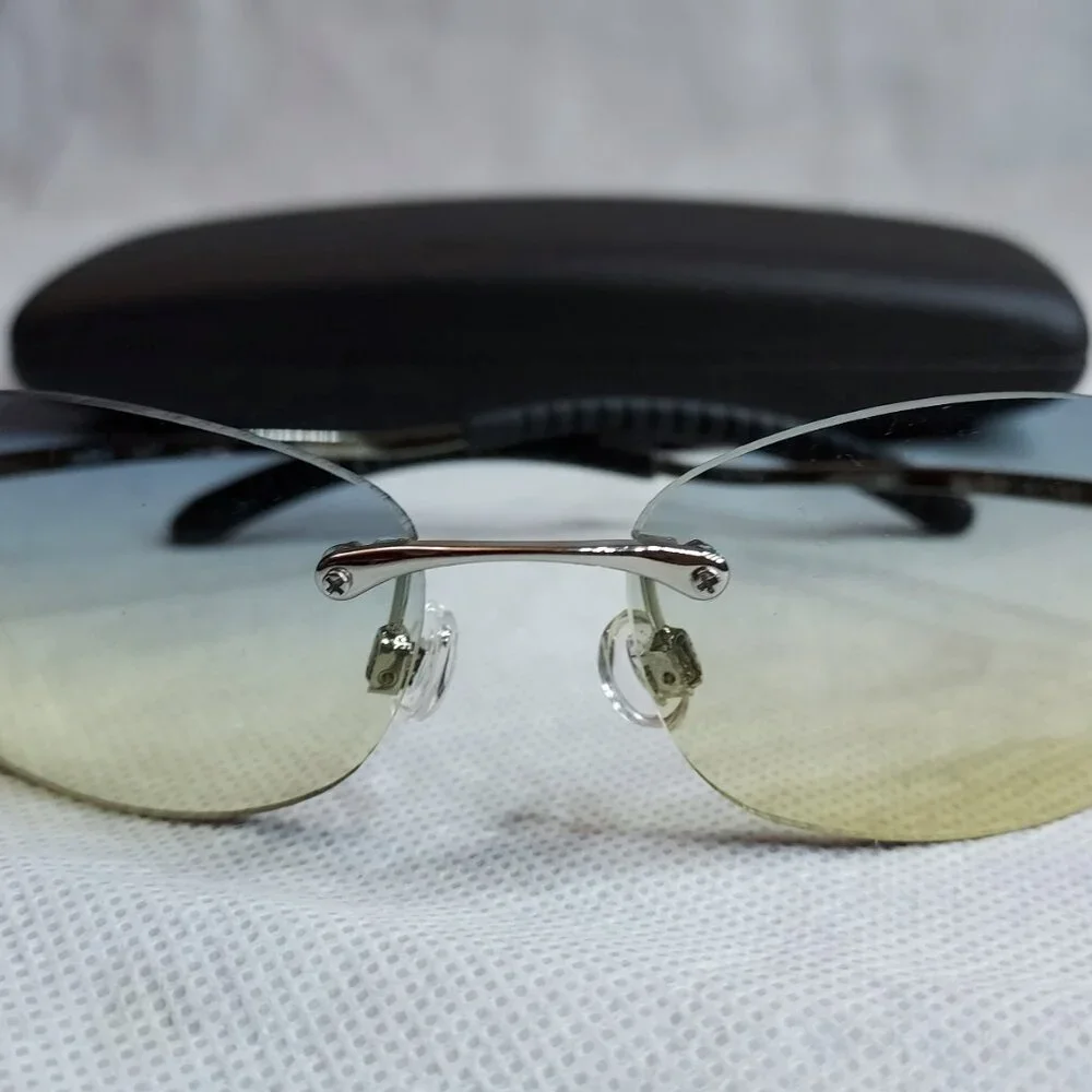 Orbit Rimless Sunglasses Classic Eye Protection UV Metal Gradient color lenses